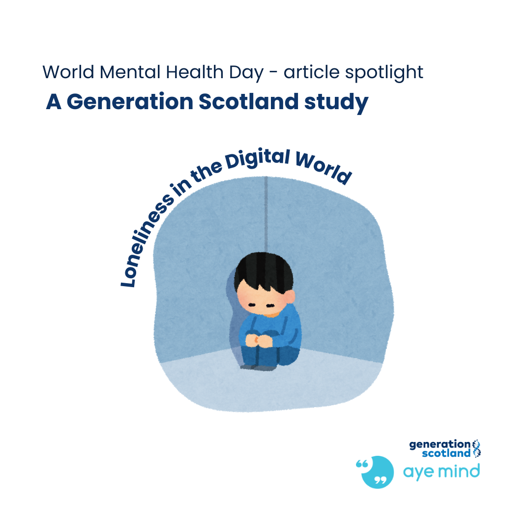 Small boy with title: Loneliness in the Digital World - A generation scotland study