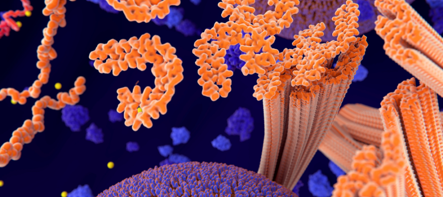 Animated proteins in the blood.