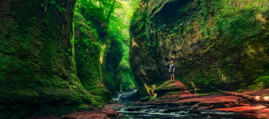 A river running through narrow rock faces
