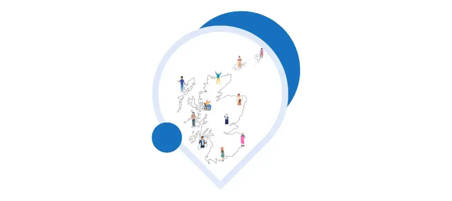 Location symbol containing scottish map