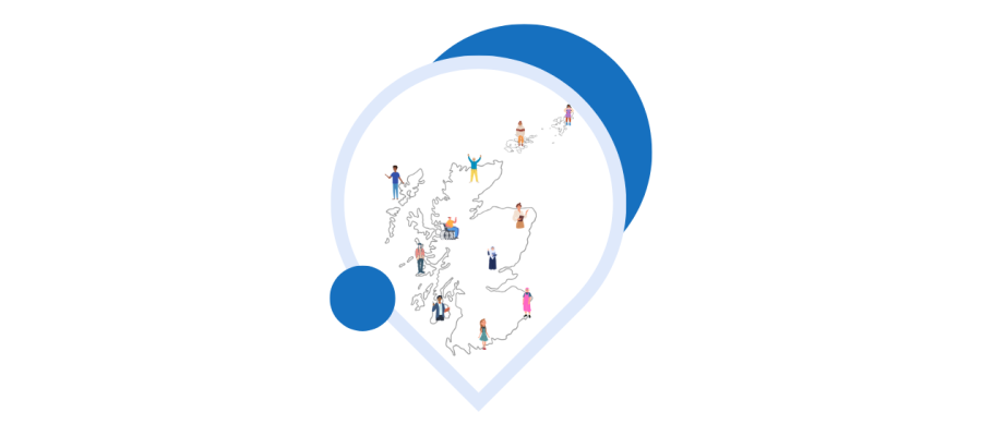 Location symbol containing scottish map
