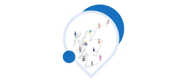 Location symbol containing scottish map