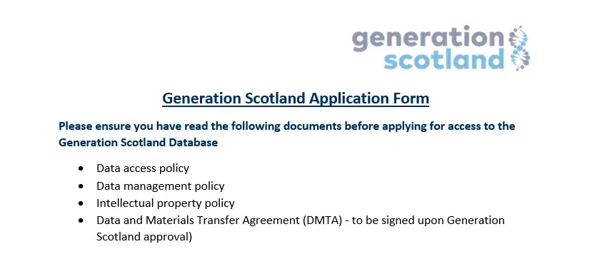 Screenshot of application form