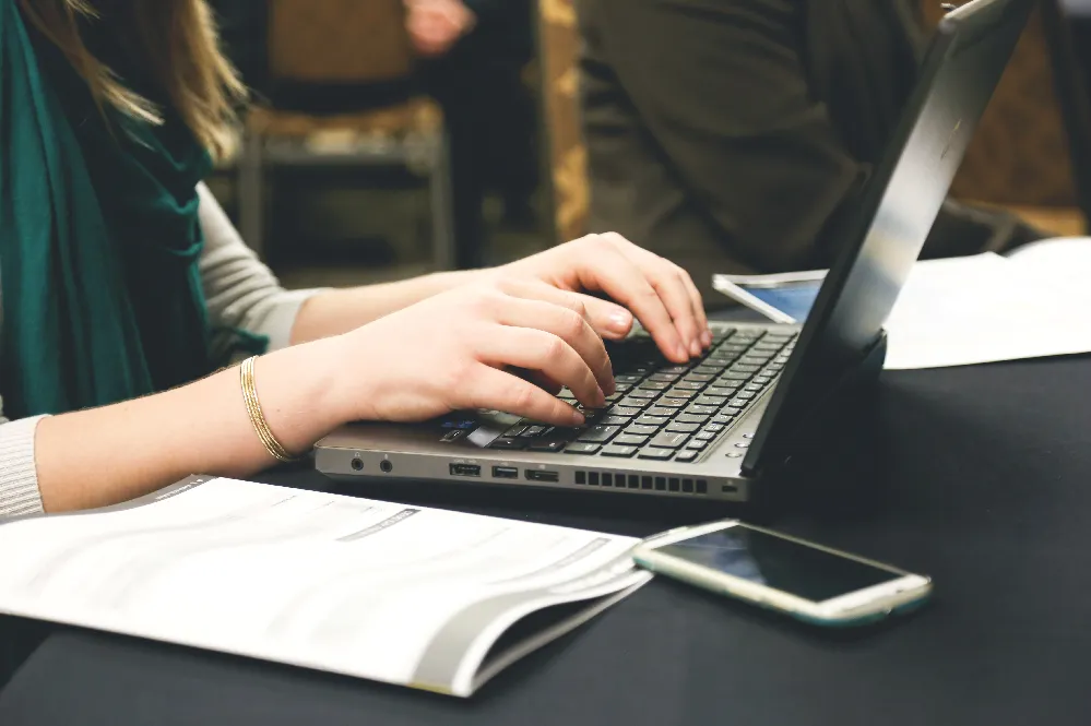 Woman working on laptop
