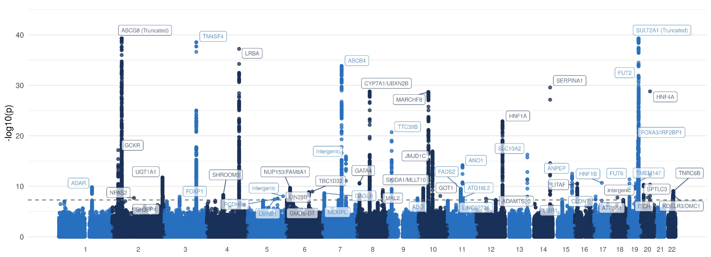 GWAS of gallstones - contact genscot@ed.ac.uk for a screen readable version