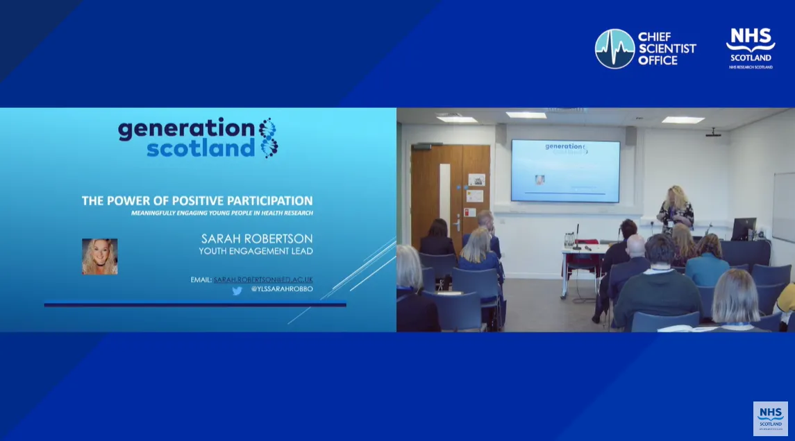 Sarah Robertson delivering a talk at NHS Research Conference October 2023