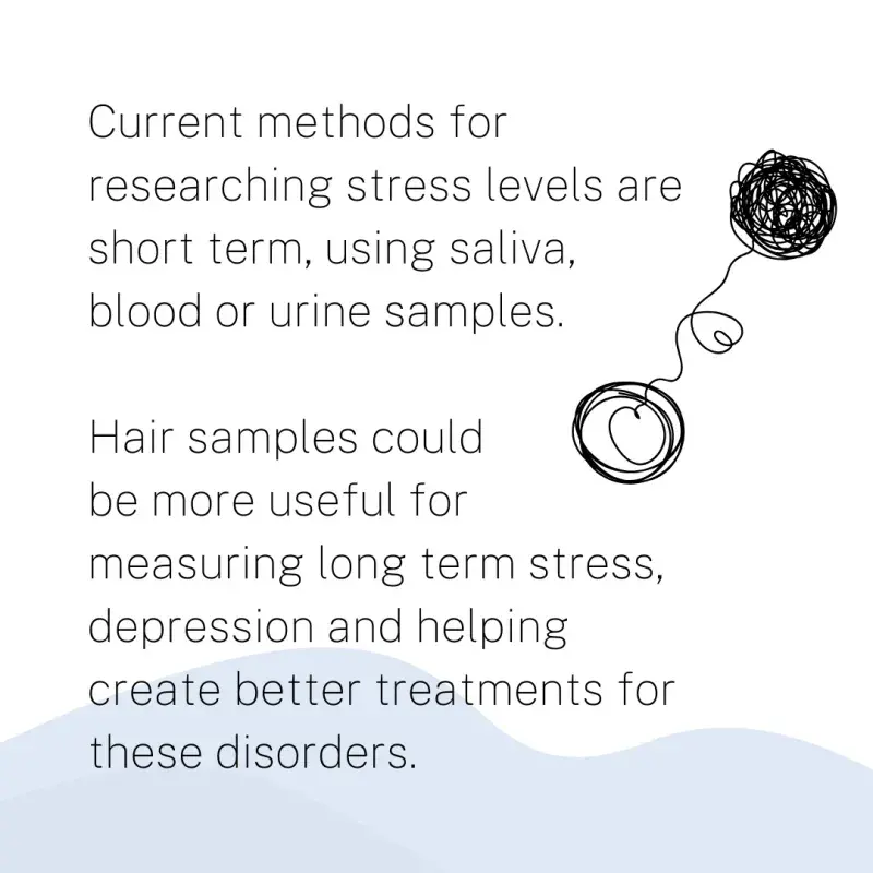 Current methods for researching stress levels are short term, using saliva, blood or urine samples.  Hair samples could  be more useful for measuring long term stress, depression and helping create better treatments for these disorders.