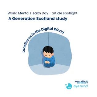 Small boy with title: Loneliness in the Digital World - A generation scotland study