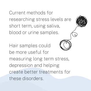 Current methods for researching stress levels are short term, using saliva, blood or urine samples.  Hair samples could  be more useful for measuring long term stress, depression and helping create better treatments for these disorders.